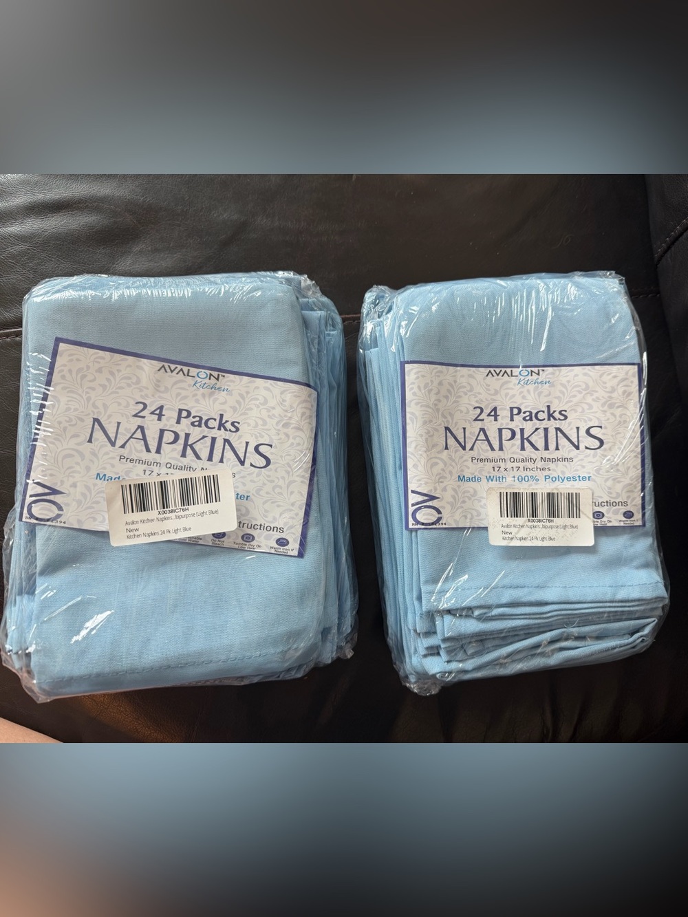 Avalon Light Blue 24-Pack Polyester Napkins (2 packs)